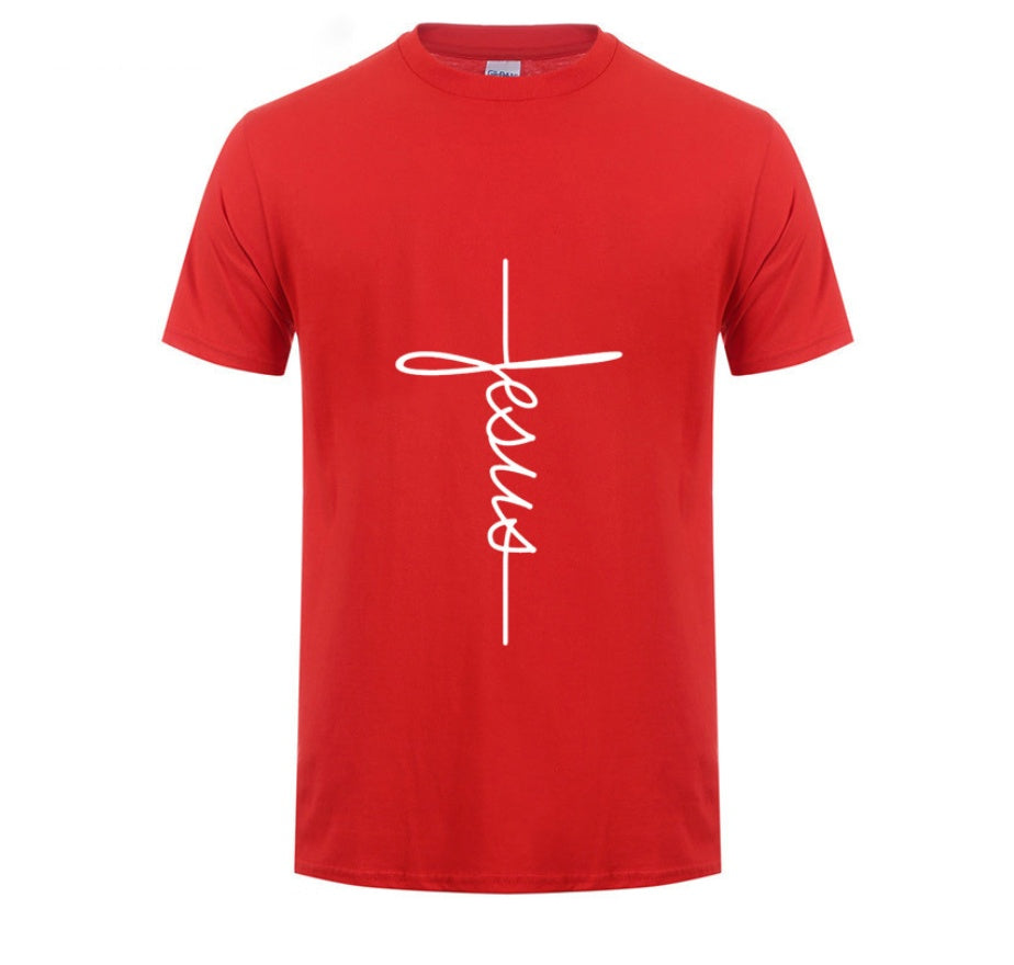 Jesus Cross T-shirts Men, Women, Europe, English, Digital Letters, Street Short Sleeve, Alien, WISH Amazon