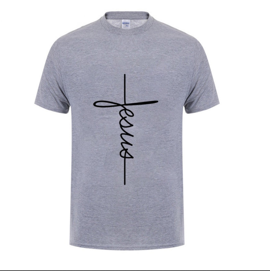 Jesus Cross T-shirts Men, Women, Europe, English, Digital Letters, Street Short Sleeve, Alien, WISH Amazon