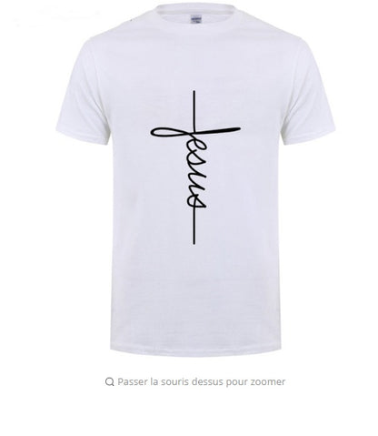 Jesus Cross T-shirts Men, Women, Europe, English, Digital Letters, Street Short Sleeve, Alien, WISH Amazon