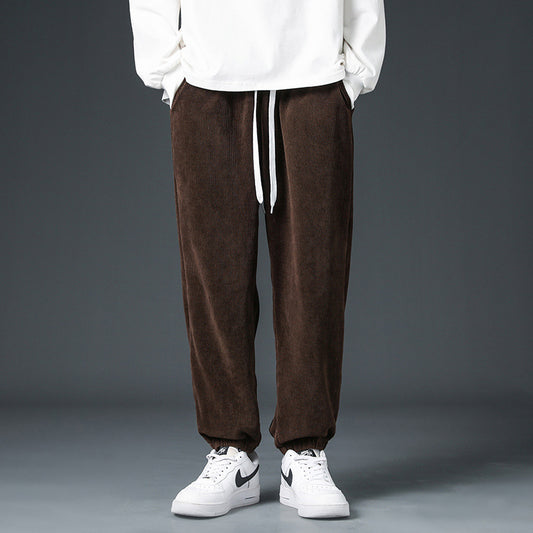 Men's Corduroy Leisure Tappered Loose Track Pants