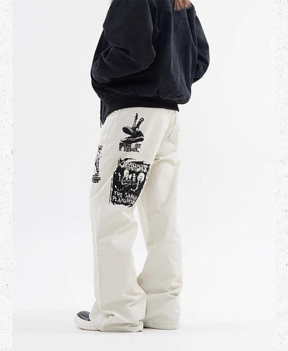 Hip Hop Print Jeans Men's Spring