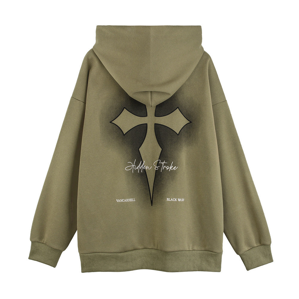 Fashion Cross Printed Hoodie Men